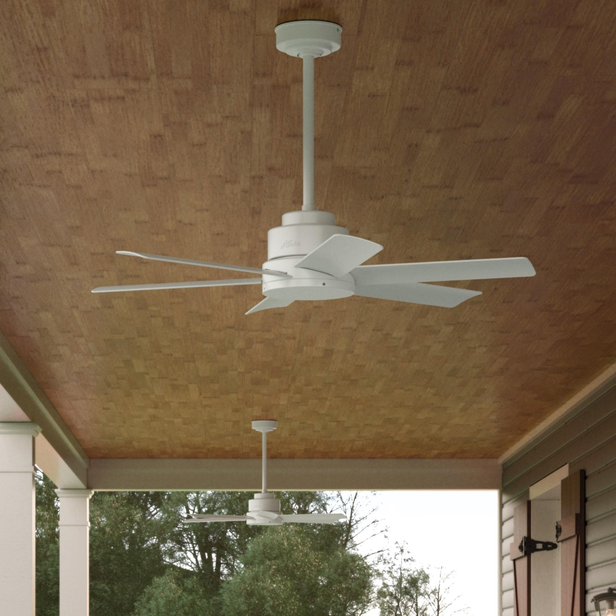 Hunter Fan 44 Inch 6-Blade Outdoor Ceiling Fan - Contemporary Fresh White Finish (Renewed) - Perfect for Patio, Deck, and Covered Porch Cooling