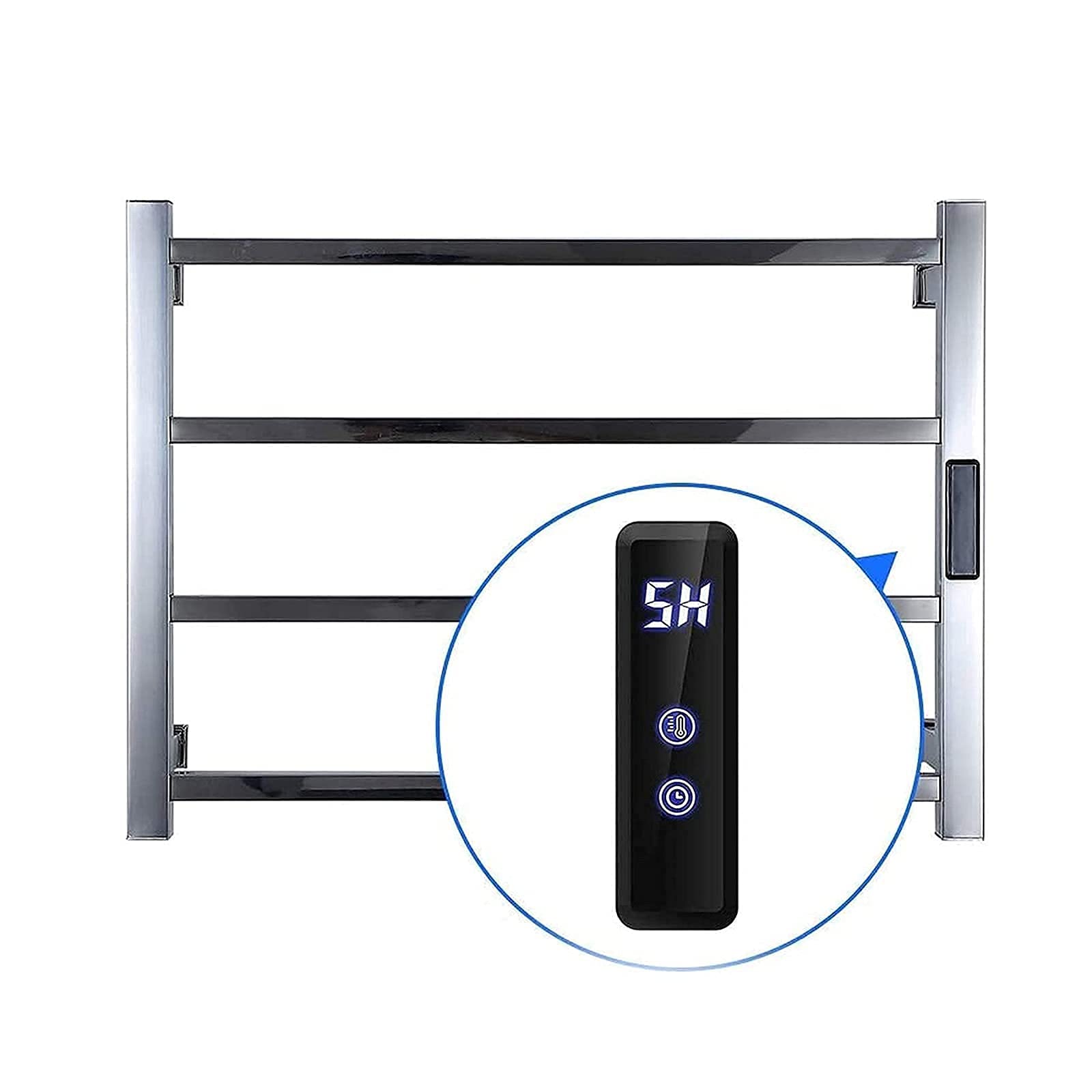 Stainless Steel Electric Towel Warmer - 4 Bar Heated Towel Rack with Timer & Waterproof Switch | Wall Mount Bathroom Drying Rack for Spa, Hotel & Home Use (B Plug-in / A Hardwired)