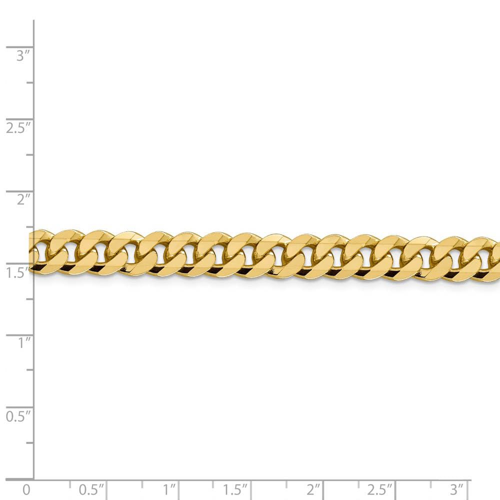 The Black Bow 8.5mm 14k Yellow Gold Solid Beveled Curb Chain Necklace - Perfect for Elegant Evening Wear and Special Occasions