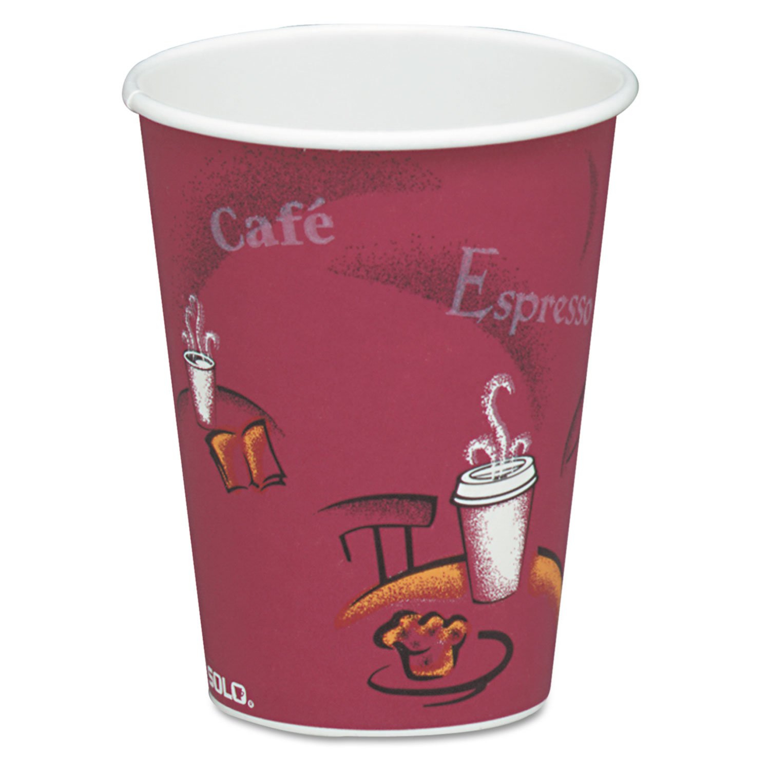 SOLO Cup Company 378SIPK 8oz Maroon Bistro Design Hot Drink Paper Cups - 50 Pack for Coffee, Tea & Hot Chocolate - Perfect for Cafes, Offices & Home Use