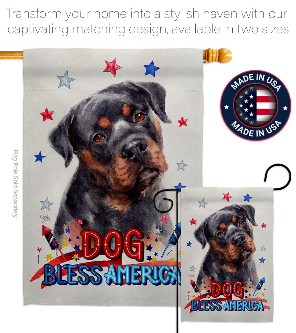 Patriotic Mahogany Rottweiler Garden Flag Set with Stand - Dog Yard Decor for Outdoor & Home