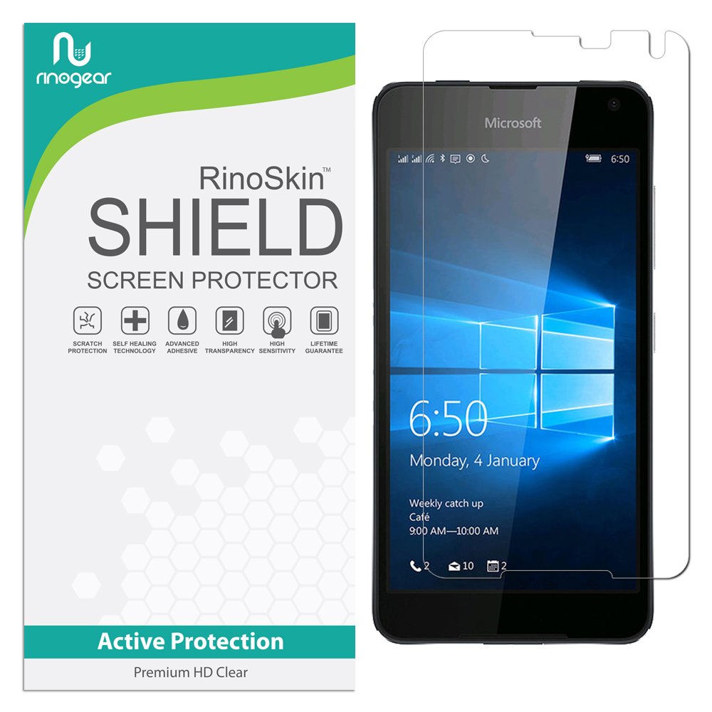 RinoGear Microsoft Lumia 650 Screen Protector - Case Friendly, Flexible TPU Film with Full Coverage - Clear HD Protection for Everyday Use at Work & Travel