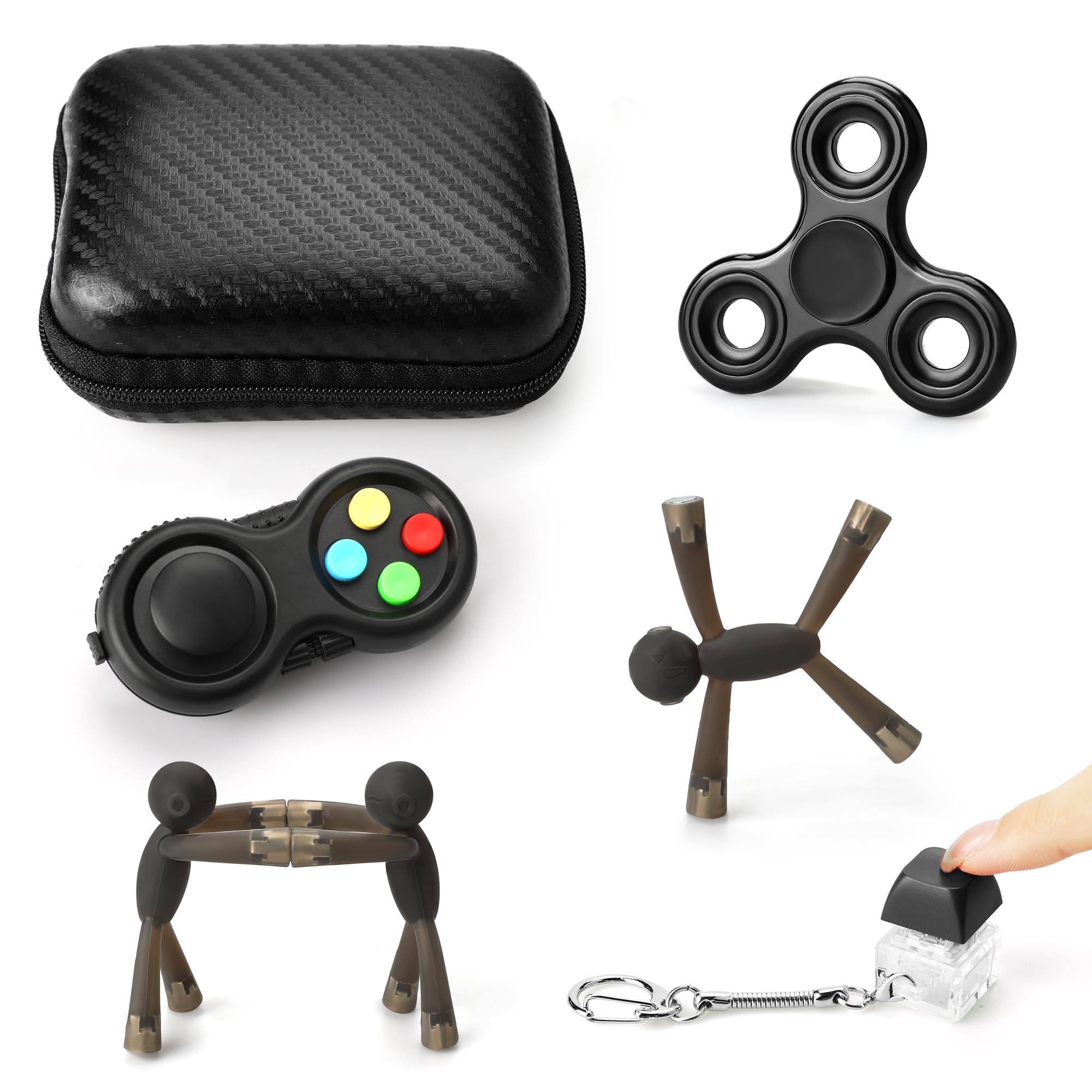**Sensory Fidget Toys for Adults & Kids 8-12 - Stress Relief & Anxiety Relief Toys - Office Desk Toys for Focus & Relaxation (Black) - Perfect for ADHD, Autism, Work & School**
