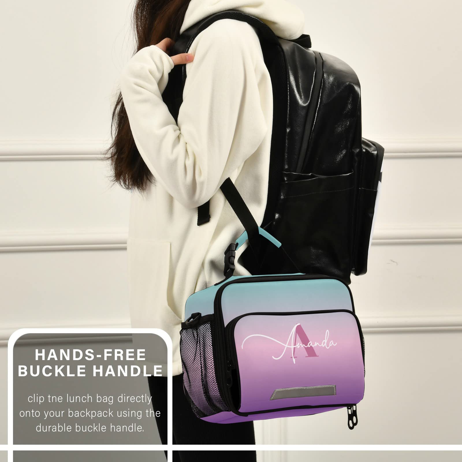 Custom Gradient Insulated Lunch Bag with Adjustable Shoulder Strap - Lightweight Lunch Box for Women, Students - Perfect for Work, School, Picnic & Outdoor Activities