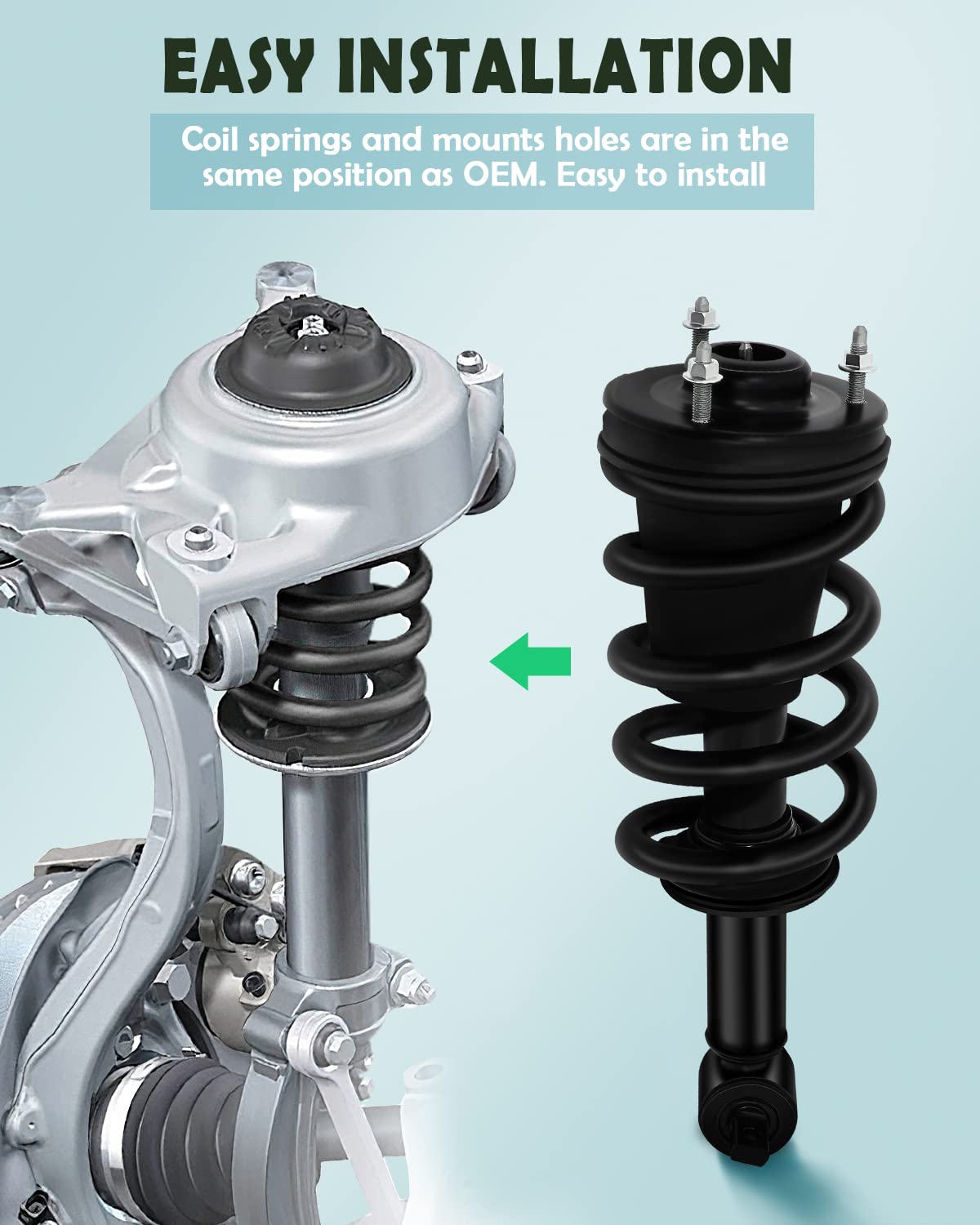SCITOO 2PCS Complete Strut and Shock Assembly - Compatible with Cadillac Escalade, Chevrolet Avalanche, GMC Sierra 1500 (139104) | Heavy-Duty Shock Absorbers for Smooth Ride & Off-Road Performance