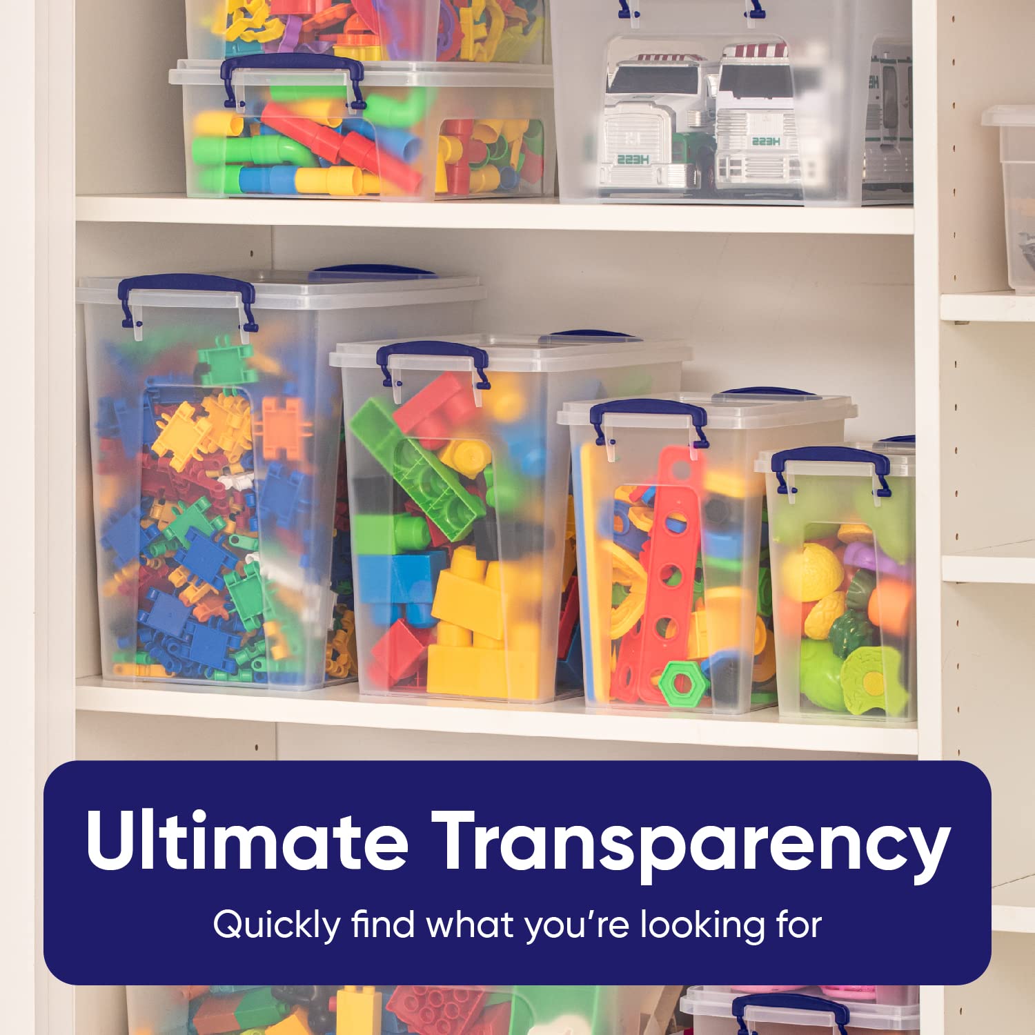 Superior Clear Plastic Storage Bins with Lids - 6 Pack 14.7 Qt Stackable Organizing Containers for Home, Office, Dorm - BPA Free, Non-Toxic, Odorless | Perfect for Closet Organization, Pantry Storage & Toy Organization