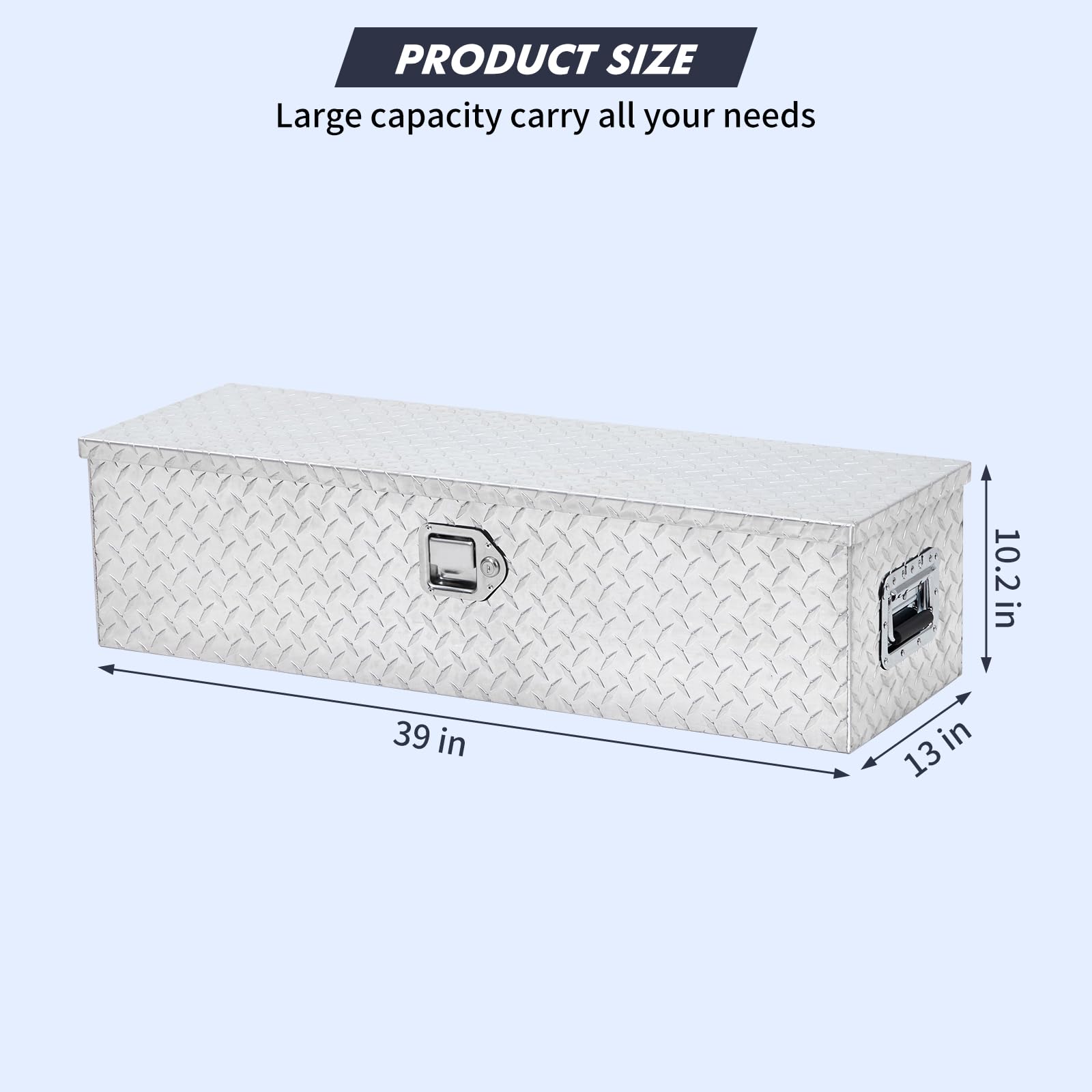 GARVEE 39 Inch Aluminum Truck Tool Box with Sliding Shelf - Diamond Plate Tool Storage Box with Side Handle, Lock & 2 Keys - Heavy Duty Tool Organizer for Pickup Trucks, Trailers, Vans - Perfect for Construction, Farming & Outdoor Work (Silver)
