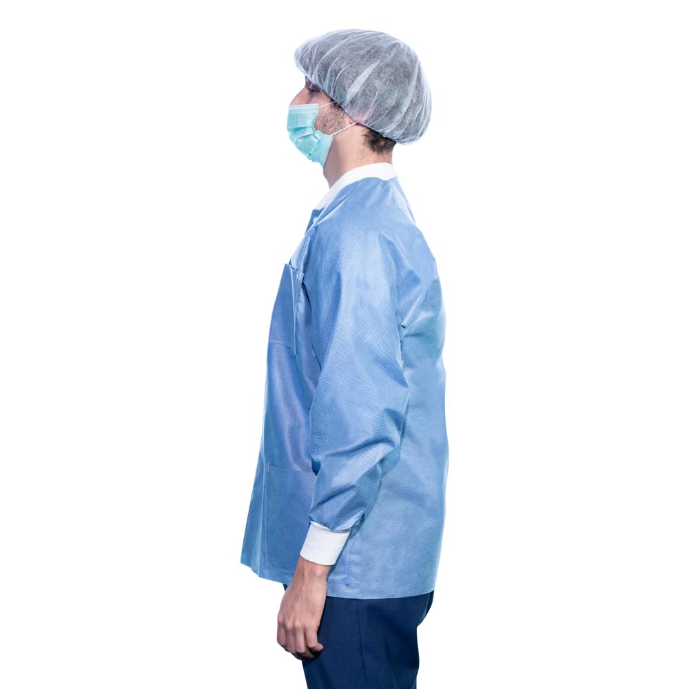 TRONEX 50 Pack Disposable Lab Coats - Unisex Long Sleeve Lab Jackets for Medical, Dental, Tattoo & Food Service (Medium Size) - Ideal for Healthcare Workers, Scientists & Sanitation Professionals