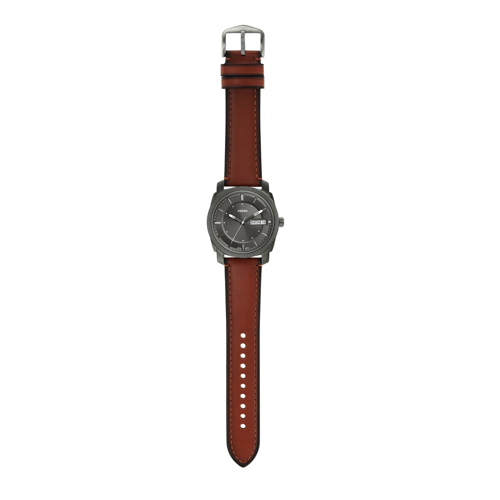 Fossil Machine Men's Stainless Steel Quartz Watch with Three-Hand Movement - Perfect for Business, Casual Wear & Everyday Use