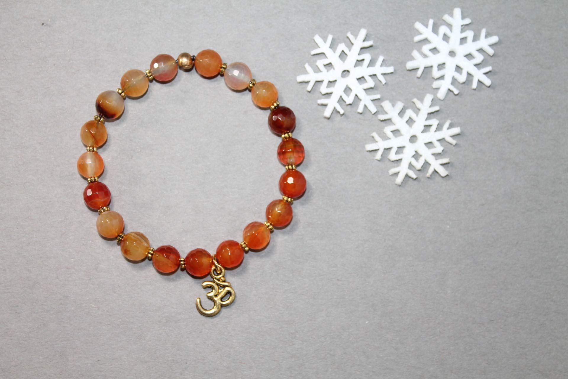 Root Chakra Healing Bracelet with Carnelian Crystals for Meditation & Energy Balance