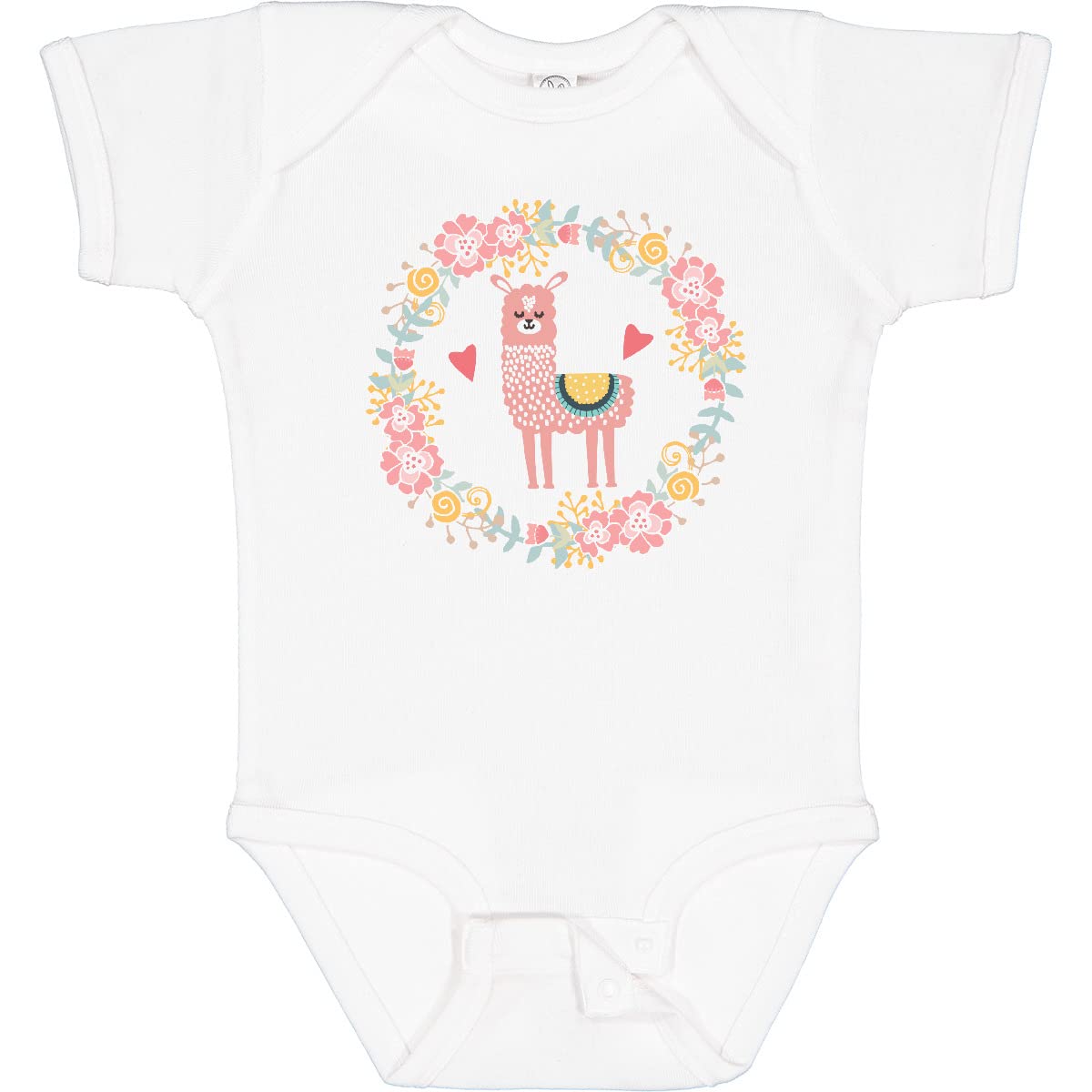 Inktastic Llama Rose Flower Wreath Baby Bodysuit - Cute Animal Print Onesie for Newborns & Infants - Perfect for Photo Shoots, Birth Announcements & Everyday Wear