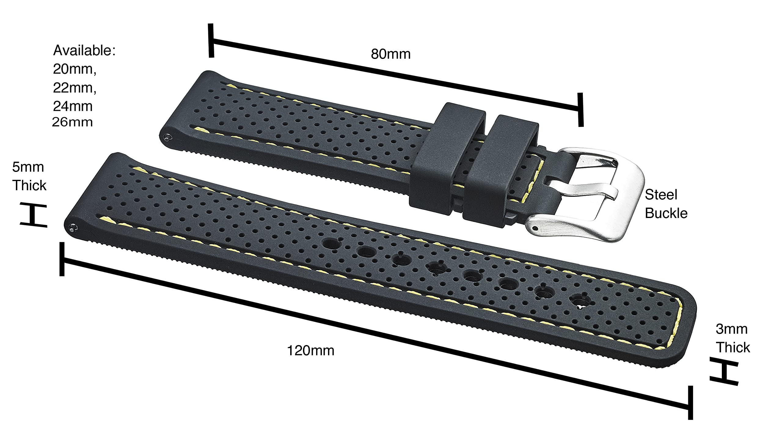 Premium Soft Silicone Adjustable Watch Band - Sporty Waterproof Quick Release Strap for Women & Men - Replacement Rubber Watch Bands Compatible with Regular & Smart Watches - Ideal for Running, Swimming & Everyday Wear