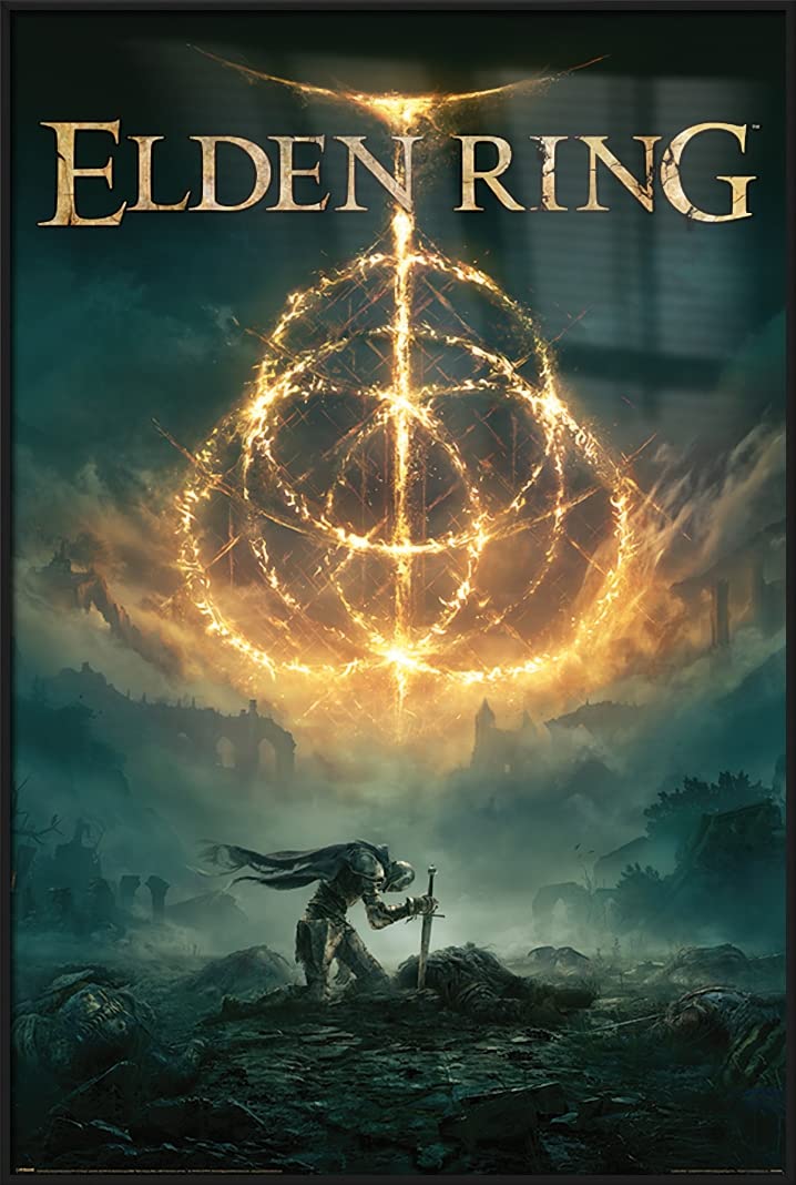 Elden Ring Framed Gaming Poster - 24x36 Inch Premium Game Cover Art Print for Wall Decor | Perfect for Gamers Room, Office & Man Cave Display