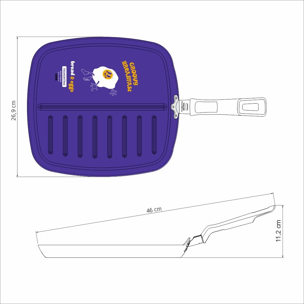 Tramontina Groovy Breakfast Nonstick Aluminum Frying Pan 26cm - Blue Silicone Exterior, Starflon Max Interior Coating - Perfect for Pancakes, Eggs & Healthy Cooking