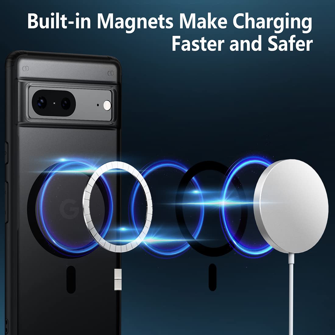 Magnetic Phone Case for Google Pixel 7 (2022) - Slim Translucent Matte Cover with MagSafe Compatibility, Anti-Fingerprint & Shockproof Protection - Perfect for Work, Travel and Everyday Use - Black