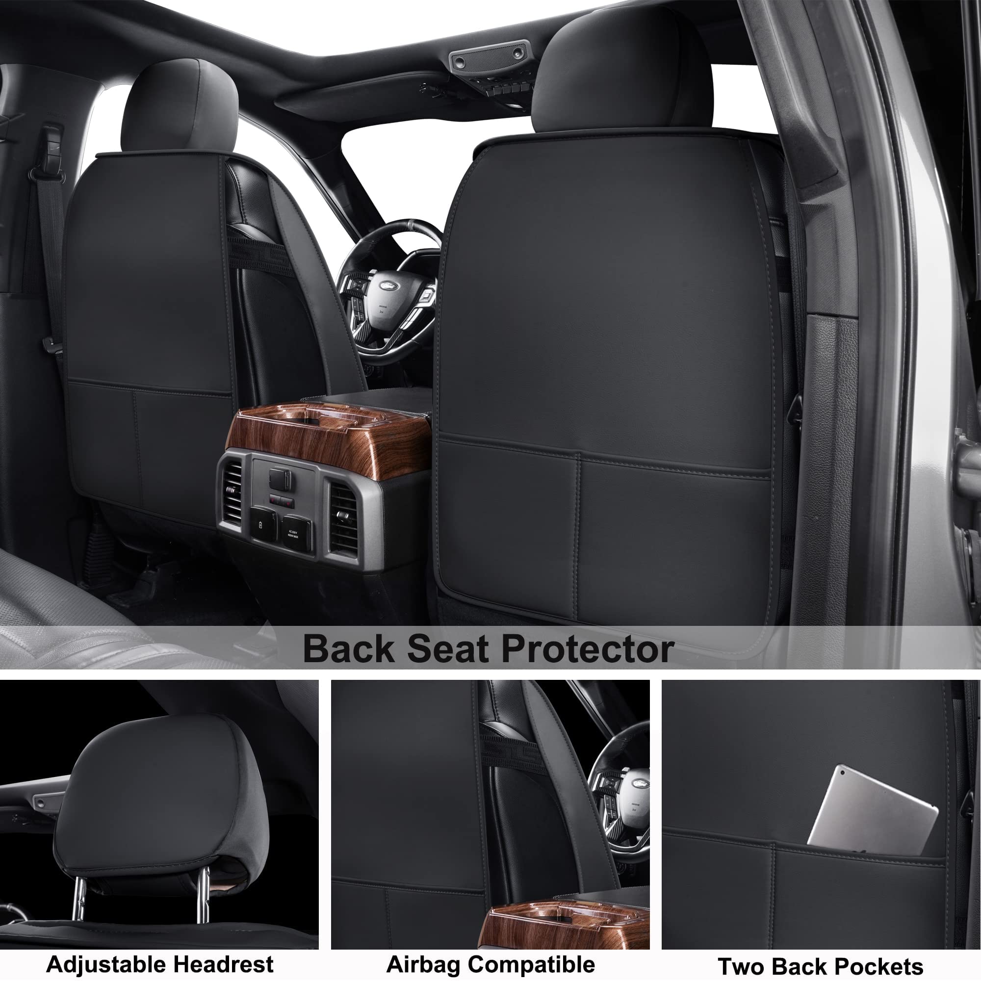 Premium Waterproof Synthetic Leather Seat Covers Full Set for 2013-2021 Dodge RAM 1500/2500/3500 Pickup Trucks - Black Car Seat Protectors for Comfort & Durability | Perfect for Off-Roading, Work Commutes & Family Road Trips