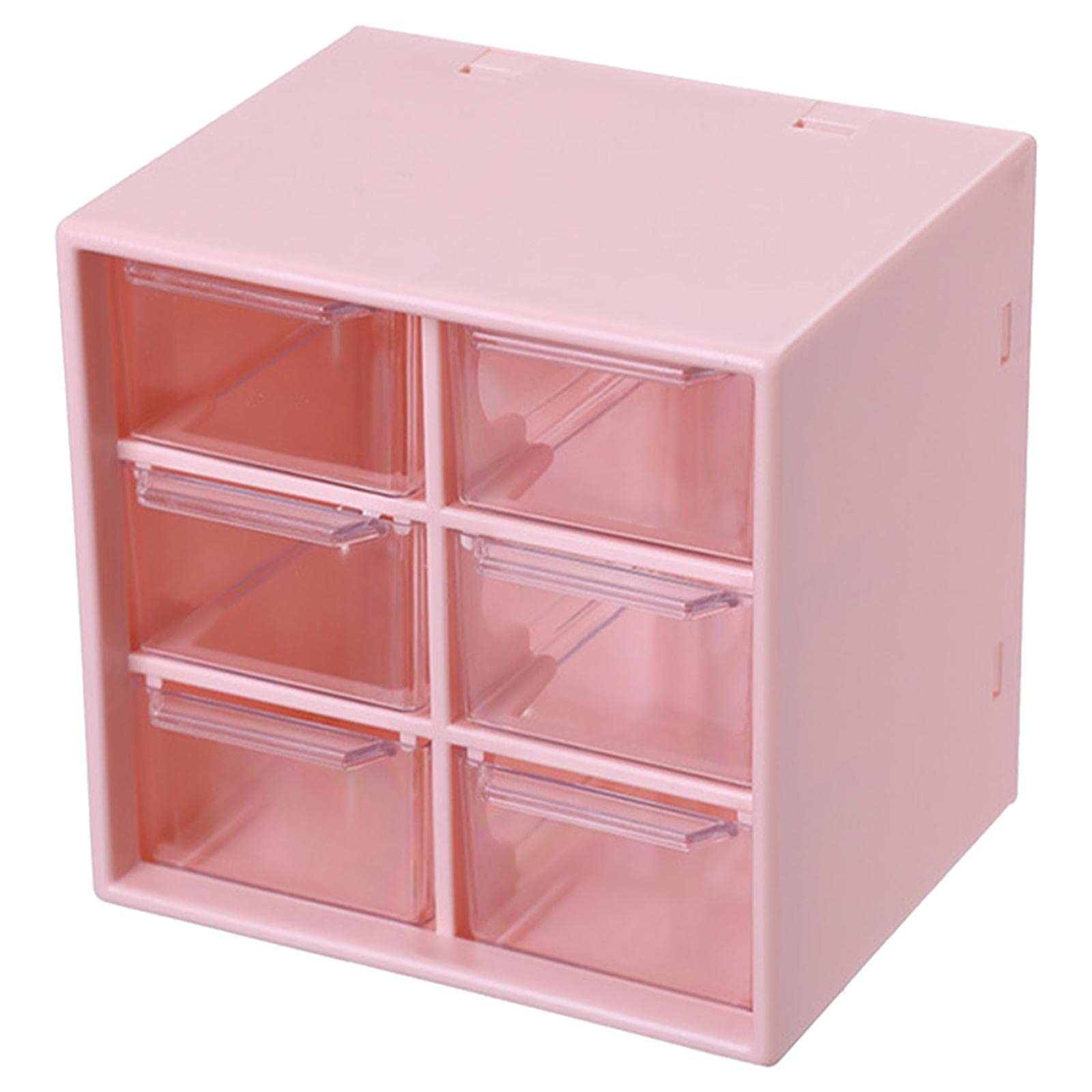 MagiDeal 6 Grid Pink Desktop Storage Box with Drawer - Dustproof Organizer for Jewelry, Cosmetics, Stationery | Perfect for Bedroom, Office & Vanity Organization