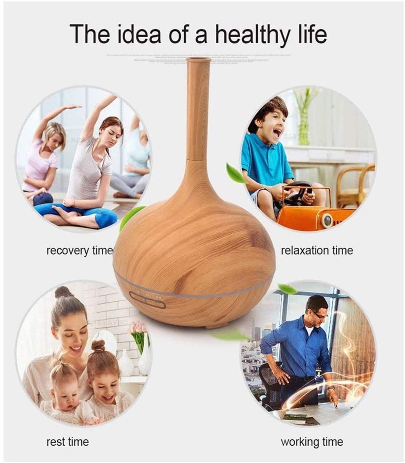 400ml Aromatherapy Essential Oil Diffuser - 7 Color LED Lights & 3 Timer Settings, Cool Mist Humidifier for Home, Office, Spa, Nursery, Kids Room | Perfect for Relaxation, Sleep Aid & Air Freshening