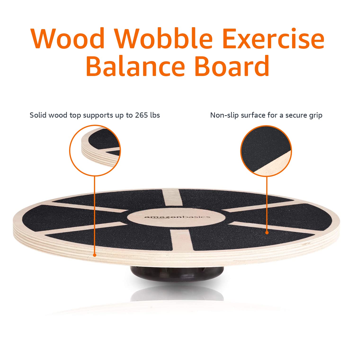 Amazon Basics Wood Wobble Balance Trainer Board - Core Strength & Stability Training for Kids & Adults - Perfect for Home Gym, Office, Yoga & Physical Therapy