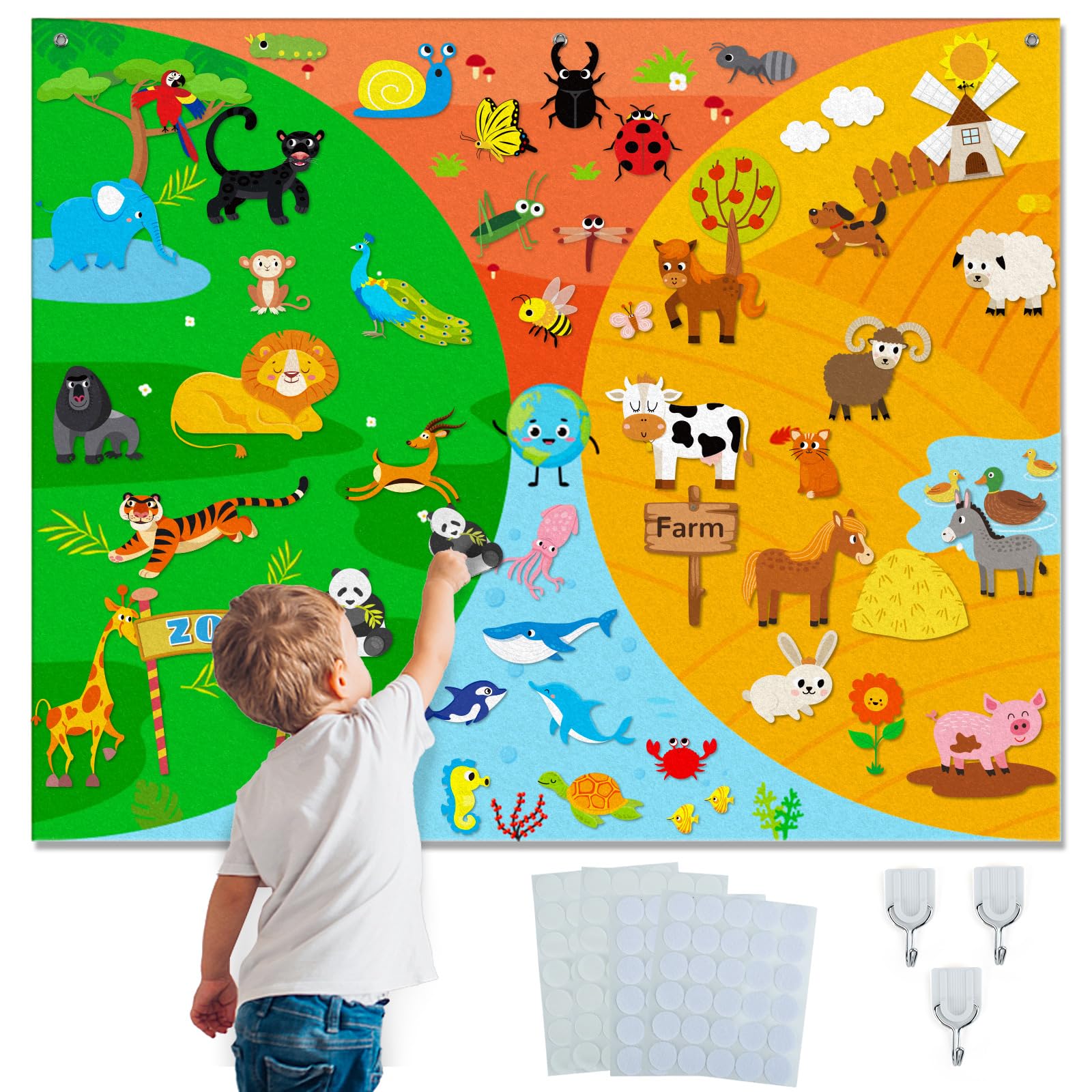 58Pcs Felt Story Set for Kids - Farm, Sea, Zoo & Insect Themes | Interactive Learning Play Kit for Toddlers & Preschool Classrooms