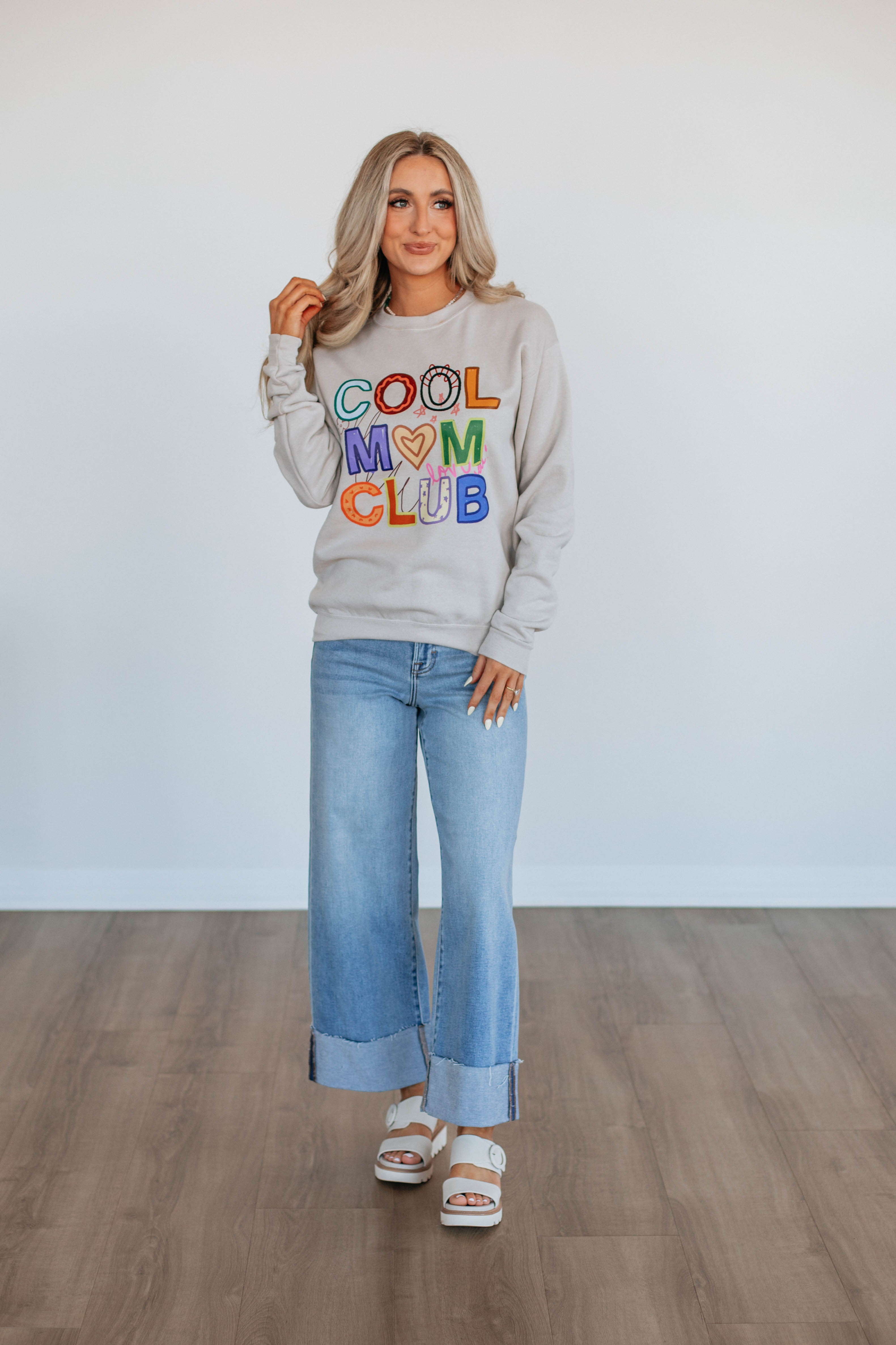 Cool Mom Club Sweatshirt - Trendy Women's Pullover Hoodie for Casual Wear | Perfect for School Drop-offs, Weekend Outings & Relaxing at Home
