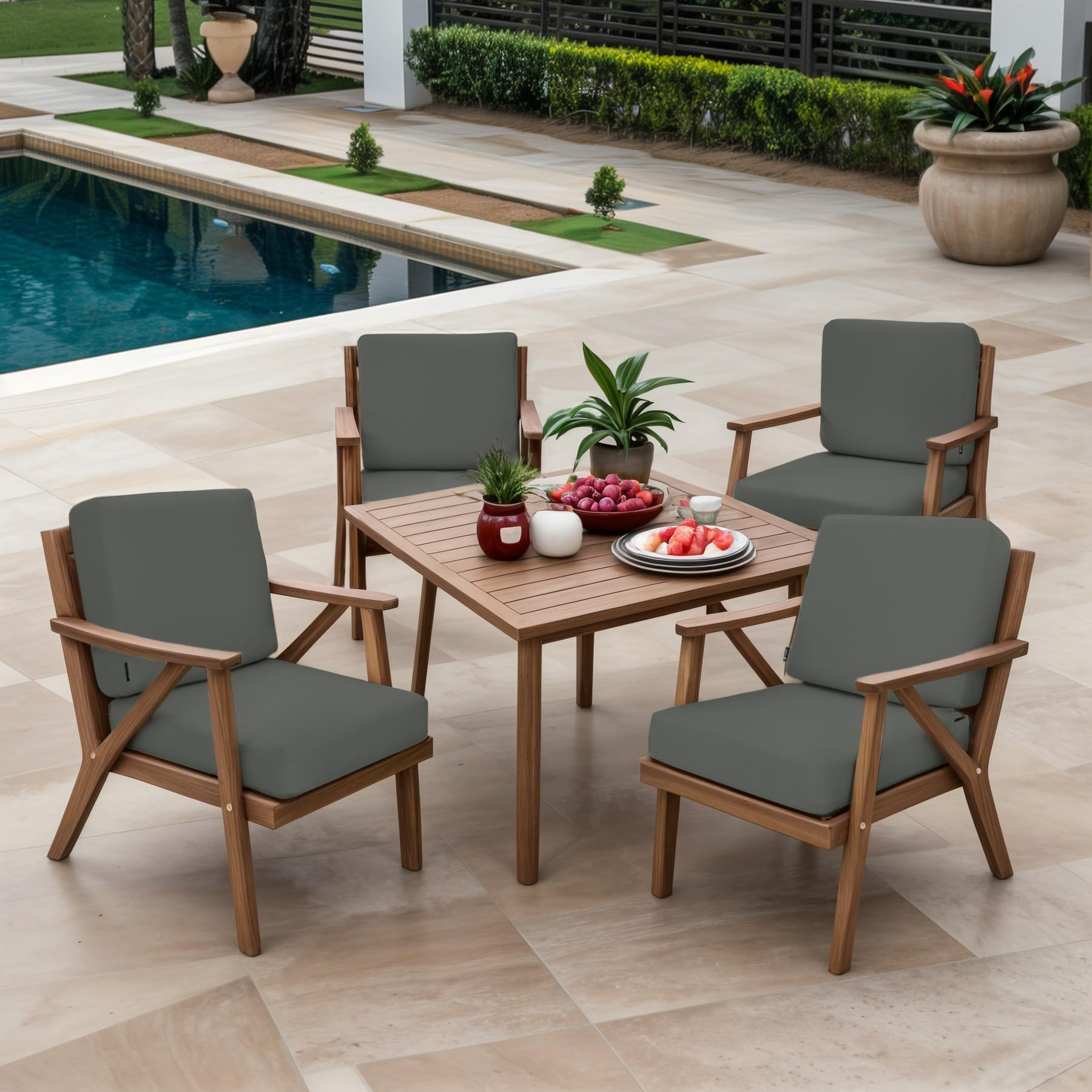 Favoyard 22x22 Inch Outdoor Deep Seat Cushion Set - Waterproof & Fade Resistant Patio Furniture Cushions with Removable Covers for Chair, Sofa, Couch - Perfect for Backyard, Deck, Poolside & Garden (Dark Grey)