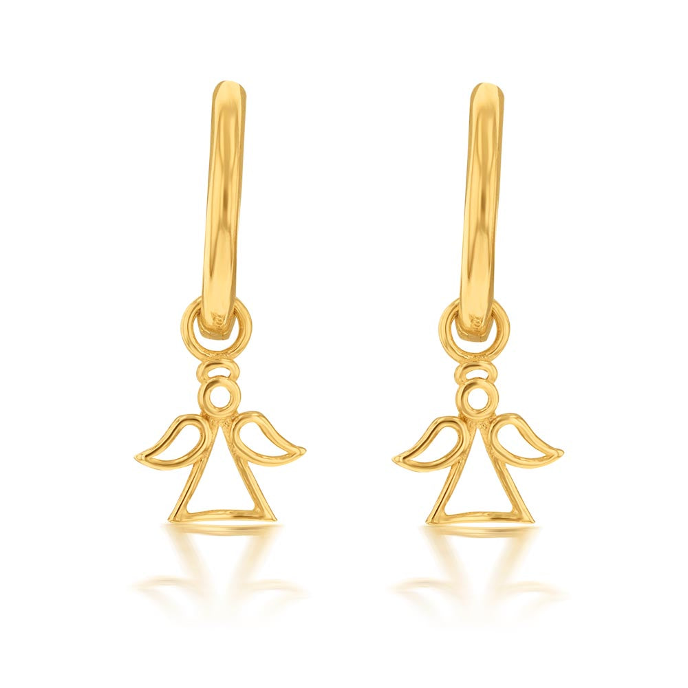 9ct Yellow Gold Angel Sleeper Earrings for Women - Hypoallergenic & Comfortable - Perfect for Everyday Wear, Gifts & Special Occasions