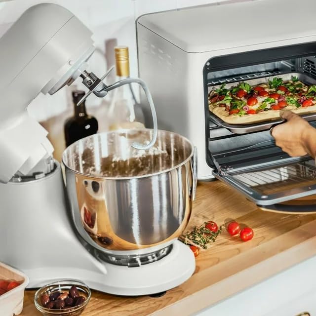 Drew Barrymore White Icing 5.3 Qt Stand Mixer - Lightweight, Powerful 300W Motor, 12 Speed Settings, Tilt-Head Design - Perfect for Baking Cakes, Cookies, Dough & More