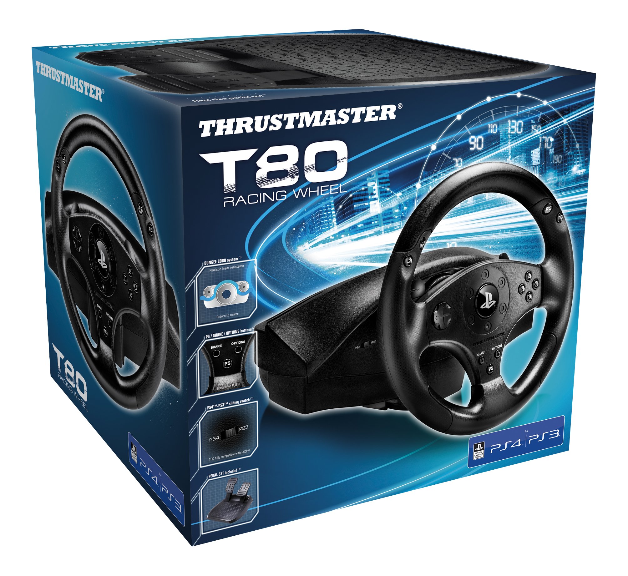 Thrustmaster T80 USB Racing Wheel for PS4 & PS3 - Official Licensed Playstation Racing Wheel for Realistic Driving Simulation - Perfect for Gran Turismo, F1 & Racing Games