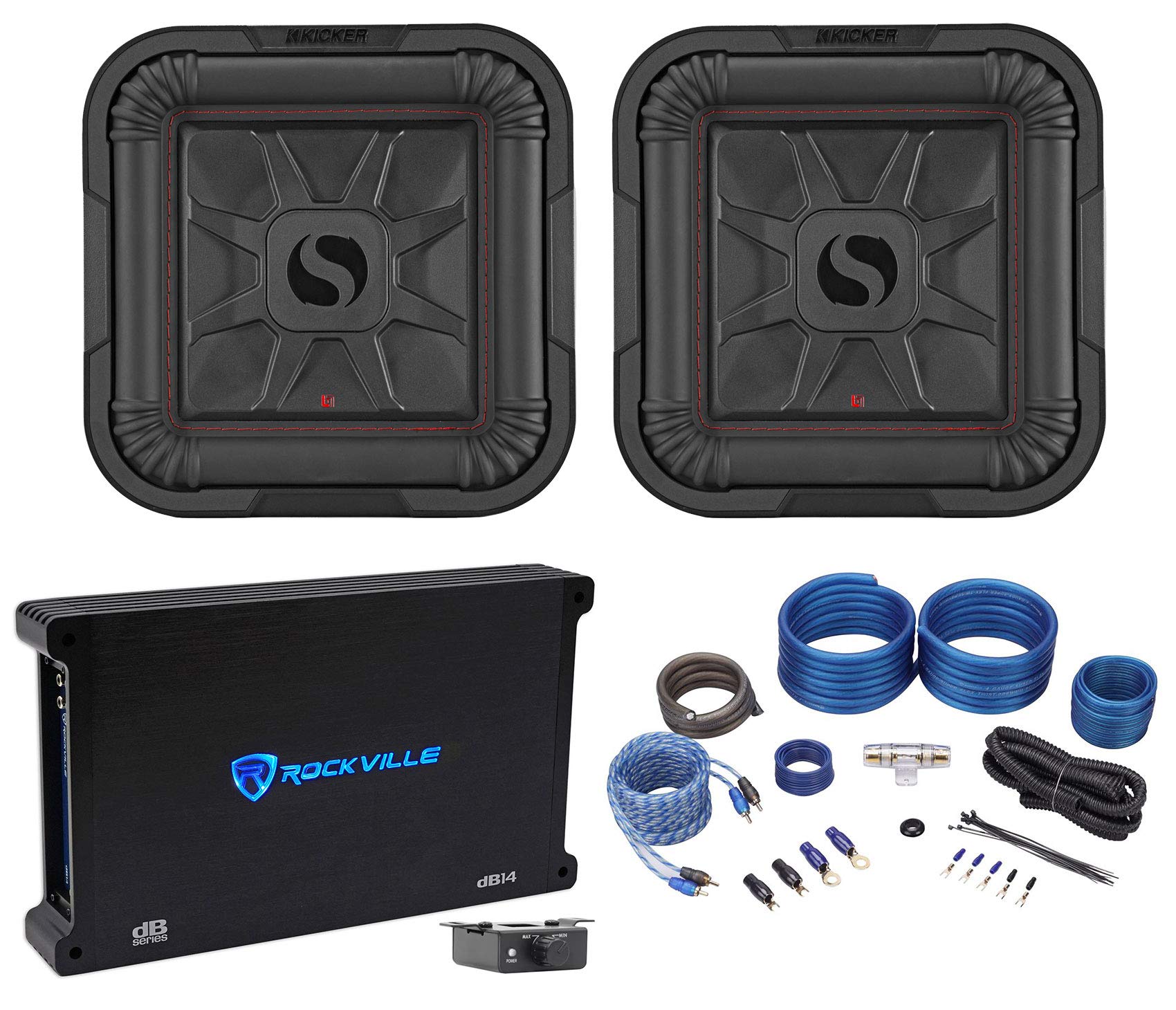 KICKER 2 46L7T102 10-Inch 1000W L7T Solo-Baric Subwoofer with Mono Amplifier & Amp Kit - Powerful Car Audio System for Deep Bass in Trucks, SUVs and Custom Vehicles