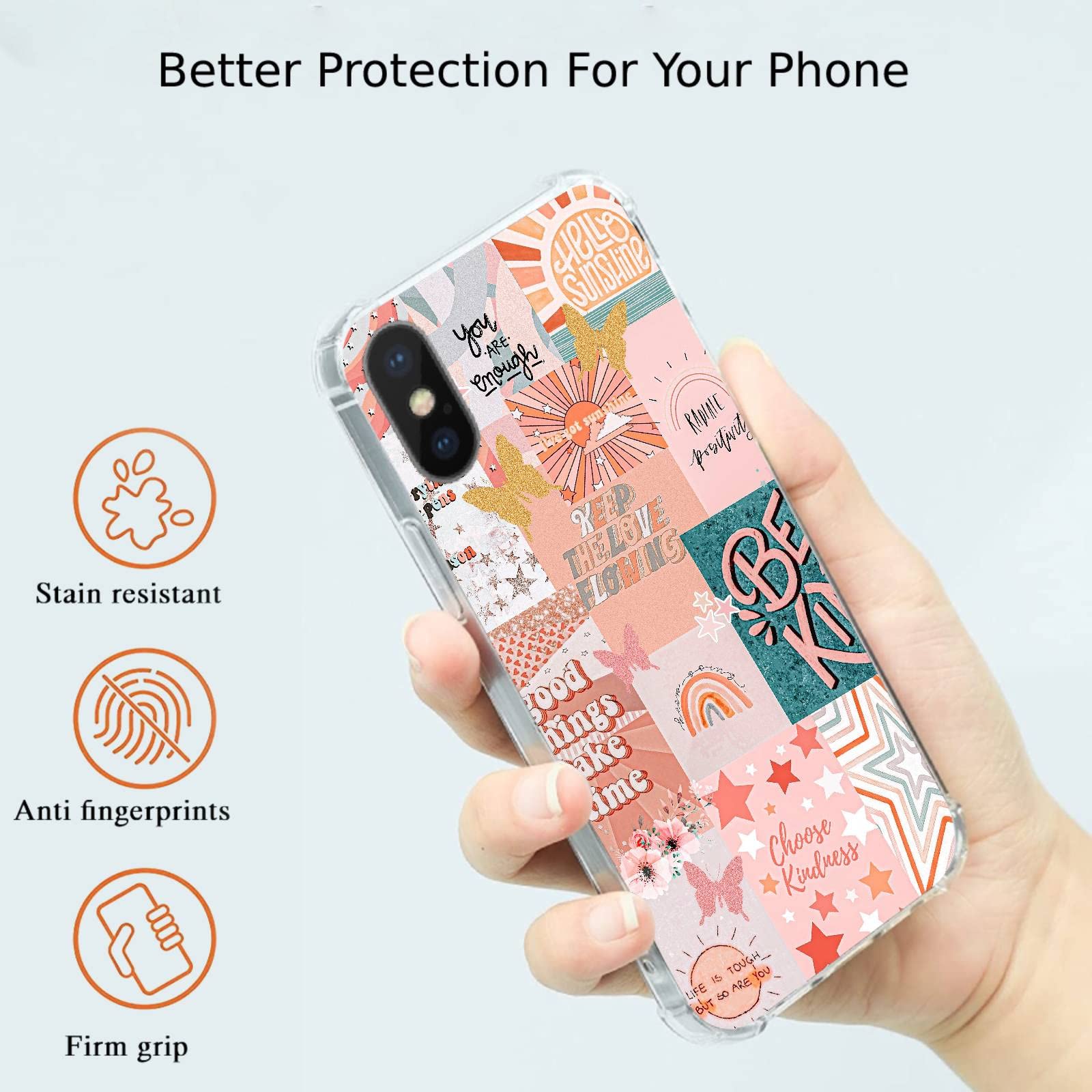 Light Pink Indie Aesthetic iPhone Xs/X Case - Cute Girly Soft TPU Bumper Phone Cover for Women | Perfect for Daily Use, Travel & Photo Shoots