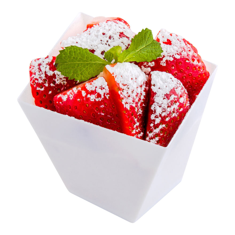6 oz Square White Plastic Large Girata Dish - 3.25