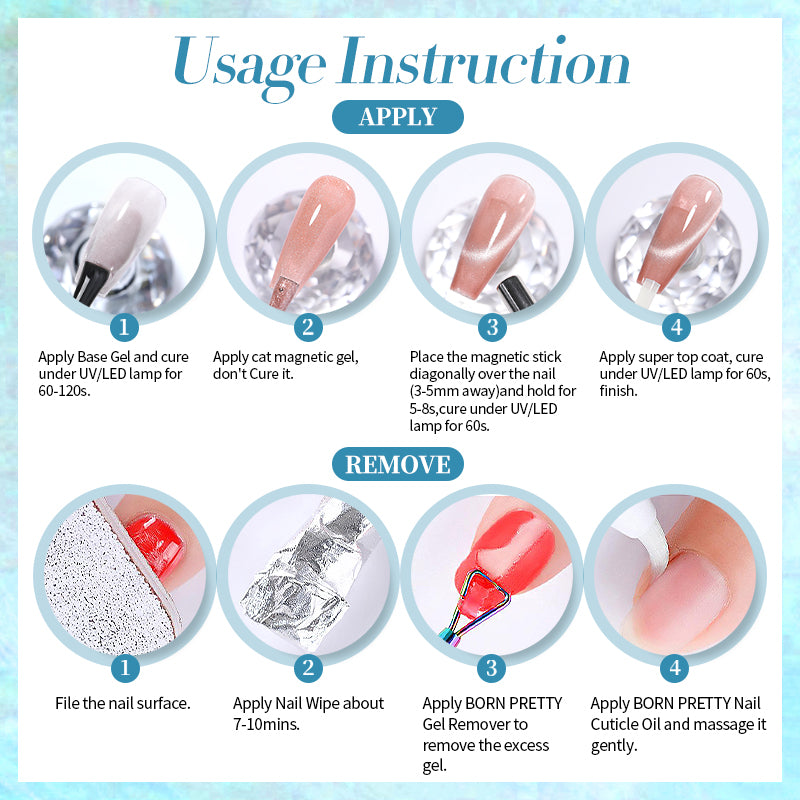 Blue Cat Magnetic Gel Nail Polish - 10ml Long Lasting UV LED Soak Off Polish for Nail Art & Manicures - Perfect for Home & Salon Use