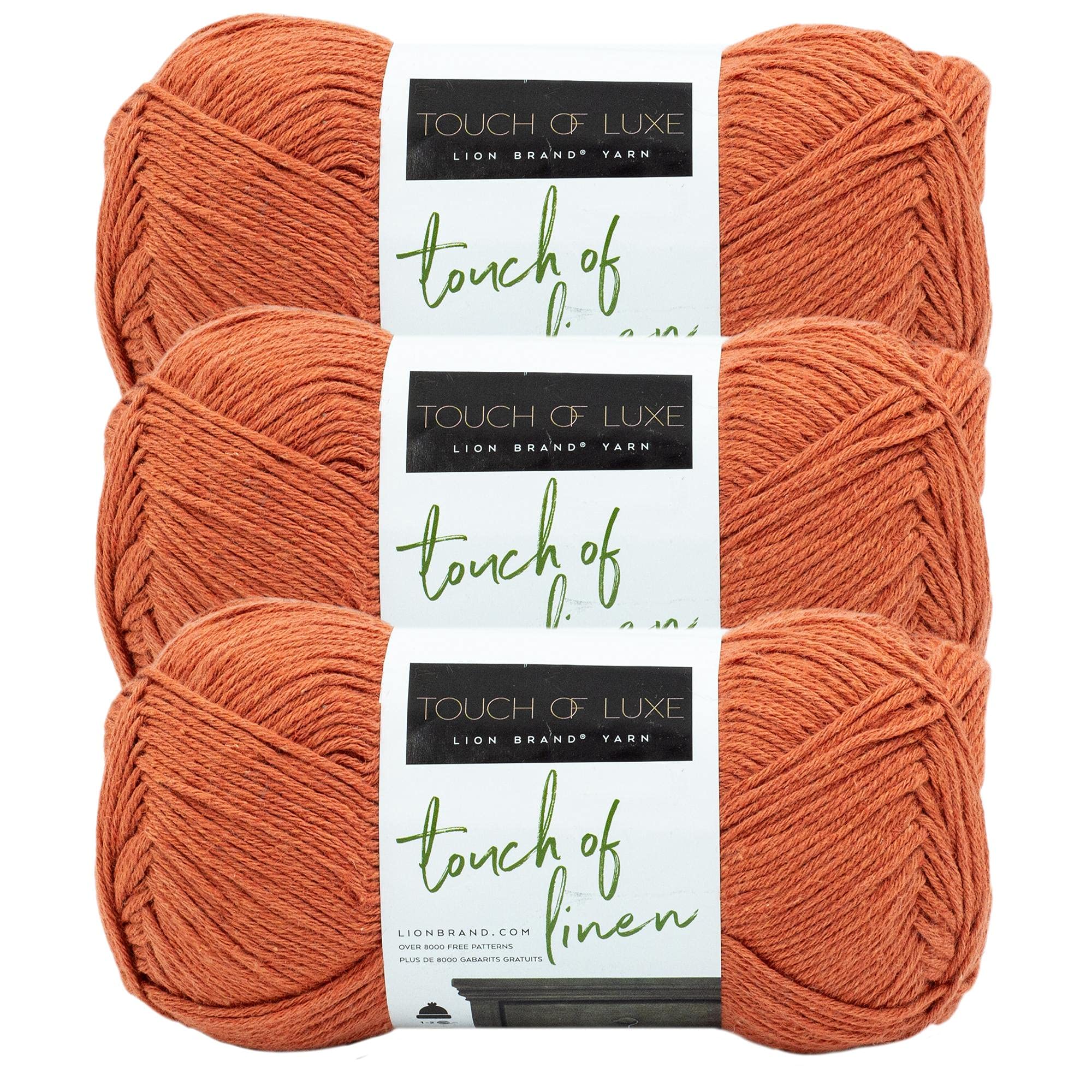 (3 Pack) Lion Brand Yarn Touch of Linen Yarn - Soft & Durable Terracotta Color for Knitting, Crochet & DIY Crafts | Perfect for Scarves, Blankets & Home Decor Projects