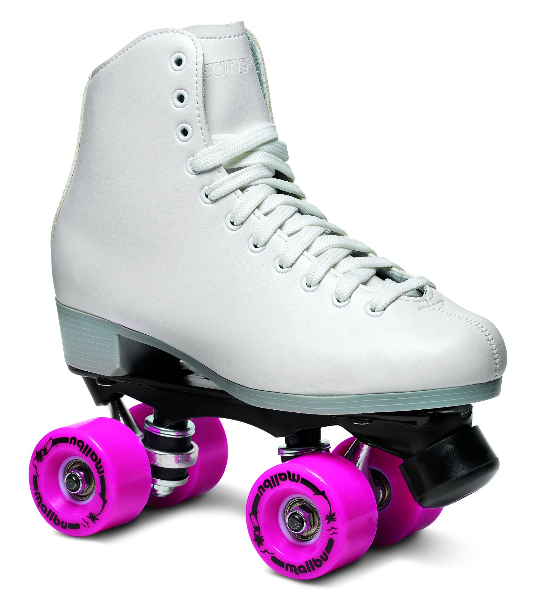 Sure-Grip Malibu Unisex Roller Skates - Stylish Vegan Leather, Durable Aluminum Trucks, ABEC 3 Bearings, 88a Hardness Wheels, Made in USA - Perfect for Outdoor Skating and Rink Adventures