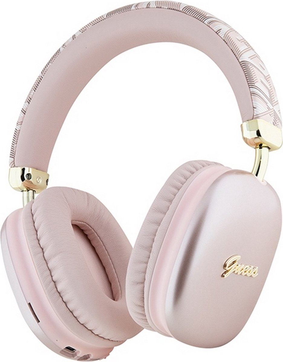 Guess GCube Metallic Script Logo On-Ear Wireless Headphones in Pink (GUBHK1GCTCSP) - Perfect for Workouts, Commuting & Travel