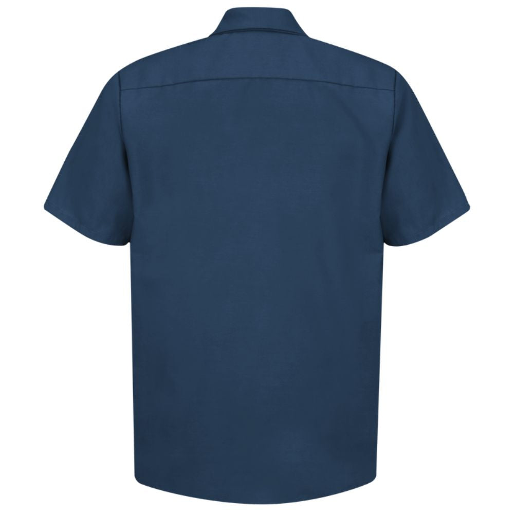 Red Kap Men's Short Sleeve Industrial Work Shirt - Durable Navy Blue Workwear for Construction, Mechanics & Outdoor Labor