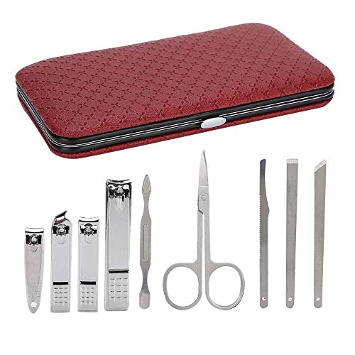 19-Piece Stainless Steel Manicure Pedicure Nail Clippers Kit - Professional Nail Care Tools Set for Home & Travel (Wine Red) - Perfect for Grooming, Salon Use & Gift Giving
