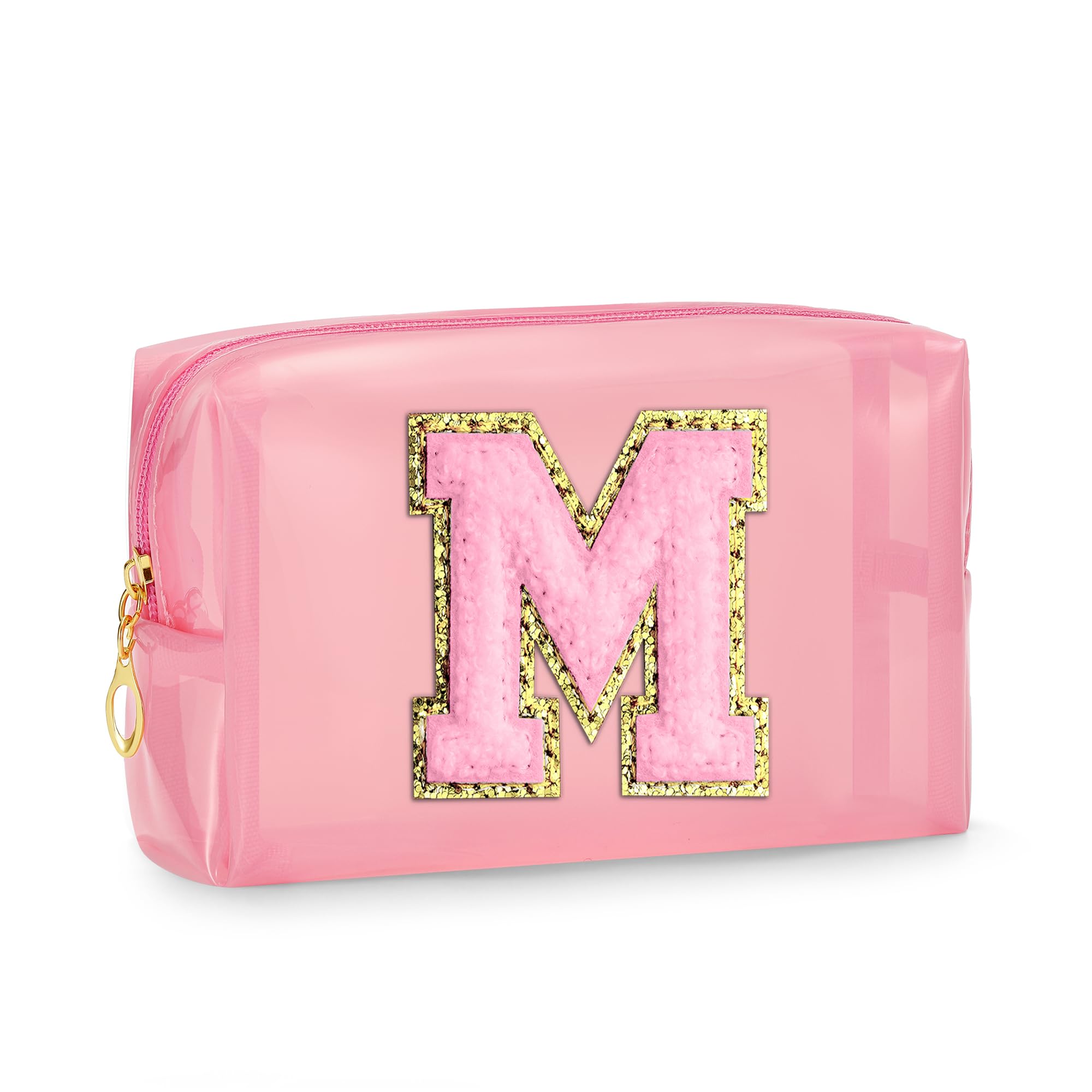 Clear Makeup Bag - Small Pink Cosmetic & Toiletry Organizer for Travel, Gym & Daily Use - Perfect Sister & Daughter Birthday Gift (Personalized Pink Medium)
