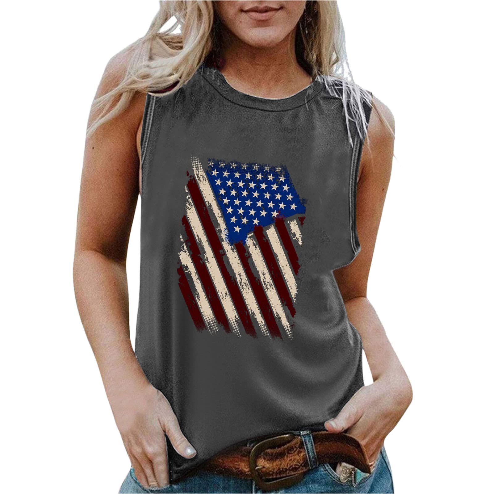 Women's Summer Sleeveless T-Shirt - Casual O-Neck Printed Top in Black | Comfortable Short Sleeve Blouse for Beach, Vacation & Everyday Wear