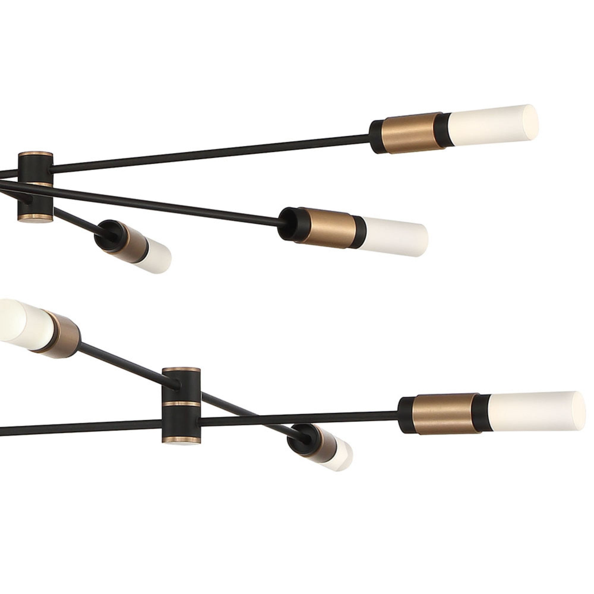 Albany 12-Light 41 LED Chandelier - Black & Brass Finish Modern Crystal Ceiling Light Fixture for Dining Room, Living Room, Bedroom & Foyer Lighting