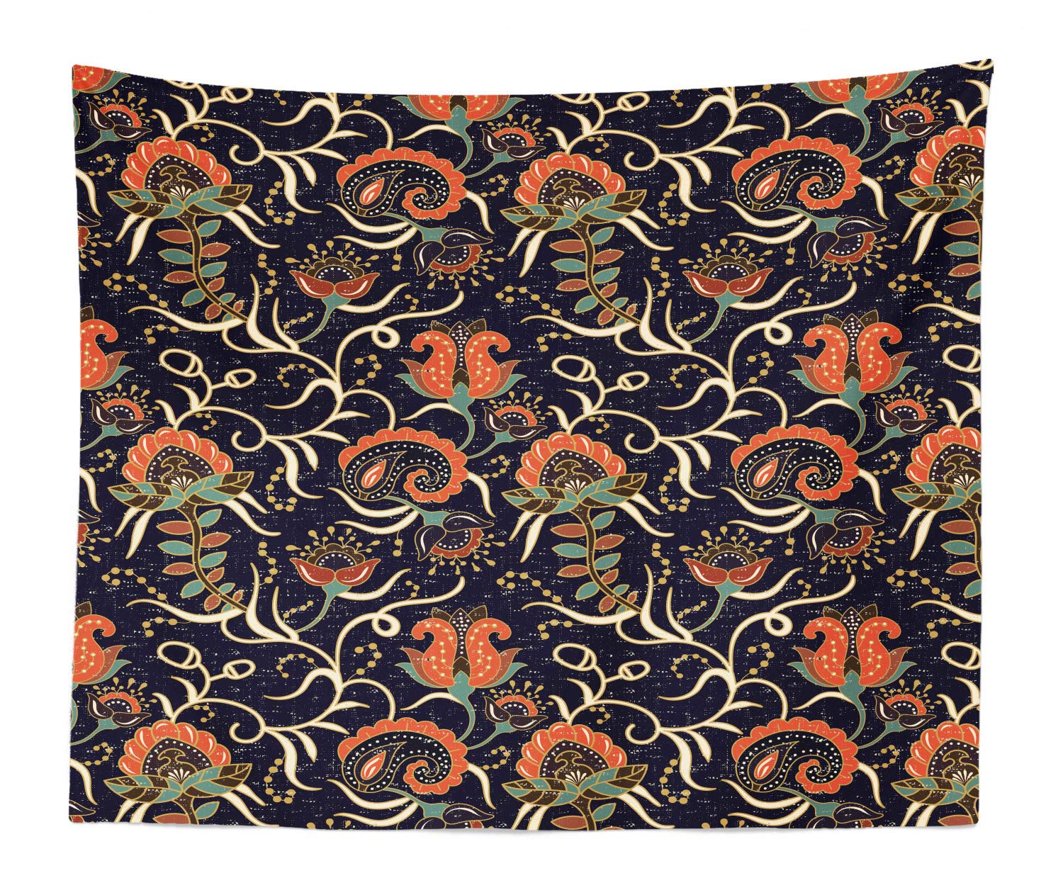 Ambesonne Jacobean Tapestry King Size 104x88 Inches - Vintage Floral Damask Pattern Wall Hanging & Bedspread - Indigo & Multicolor Bohemian Home Decor for Bedroom, Living Room, Dorm - Perfect for Wedding Backdrop, Photo Shoot Background, and Cozy Home Styling | Ideal for Bohemian Decor, Vintage Theme Parties & Cozy Bedroom Makeovers
