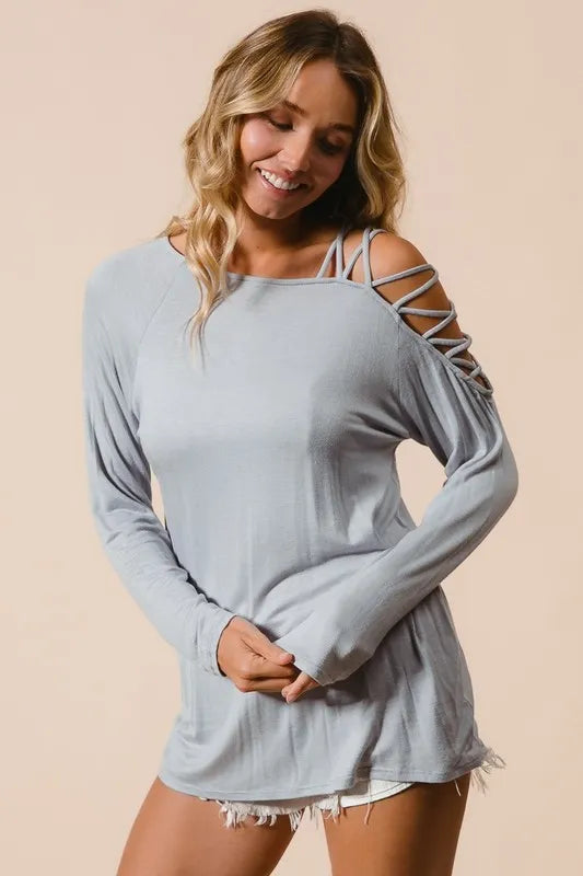 Stylish BiBi Jersey Knit One Shoulder Criss Cross Top for Women | Trendy Summer Blouse | Perfect for Beach Vacations, Date Nights & Casual Outings