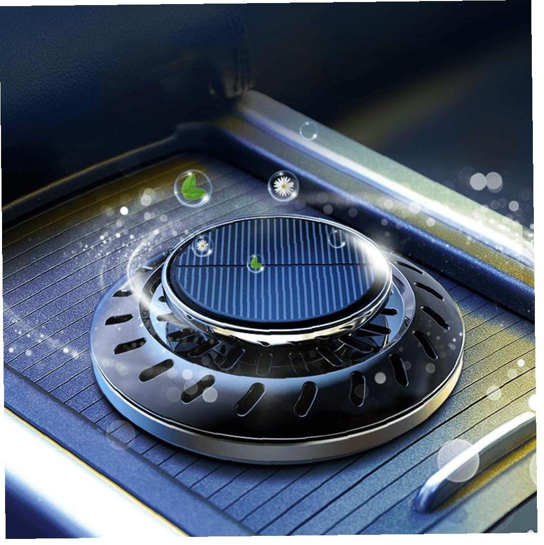Solar Car Aroma Diffuser - Rotating Essential Oil Fragrance for Car Interior, Black Aromatherapy Air Freshener, Perfect for Commuting, Road Trips, and Office Use