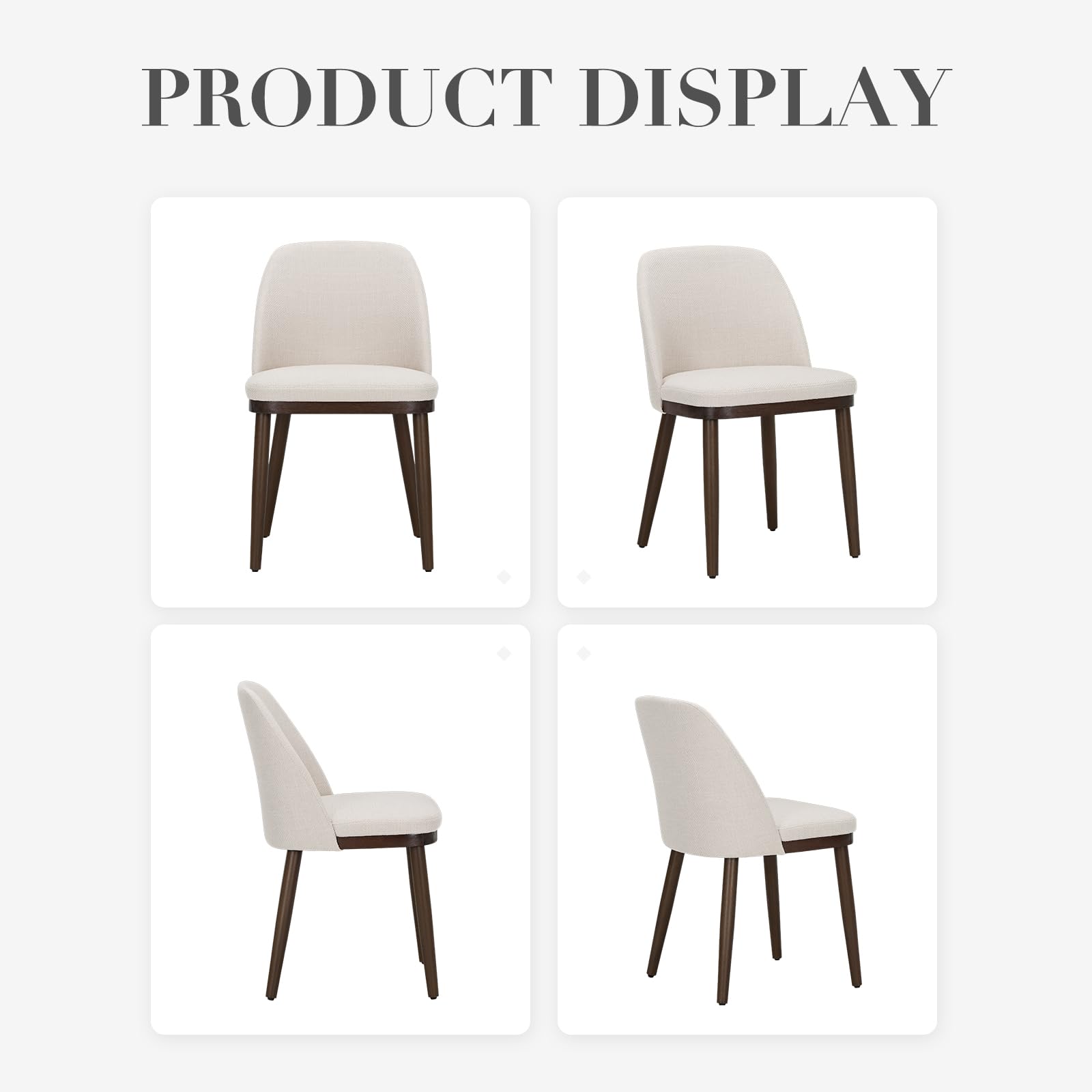 COLAMY Upholstered Dining Chairs Set of 4 - Modern Fabric Kitchen Chairs with Wooden Legs & Back Support for Dining Room, Restaurant or Home - Beige - Perfect for Family Meals, Dinner Parties & Restaurant Seating