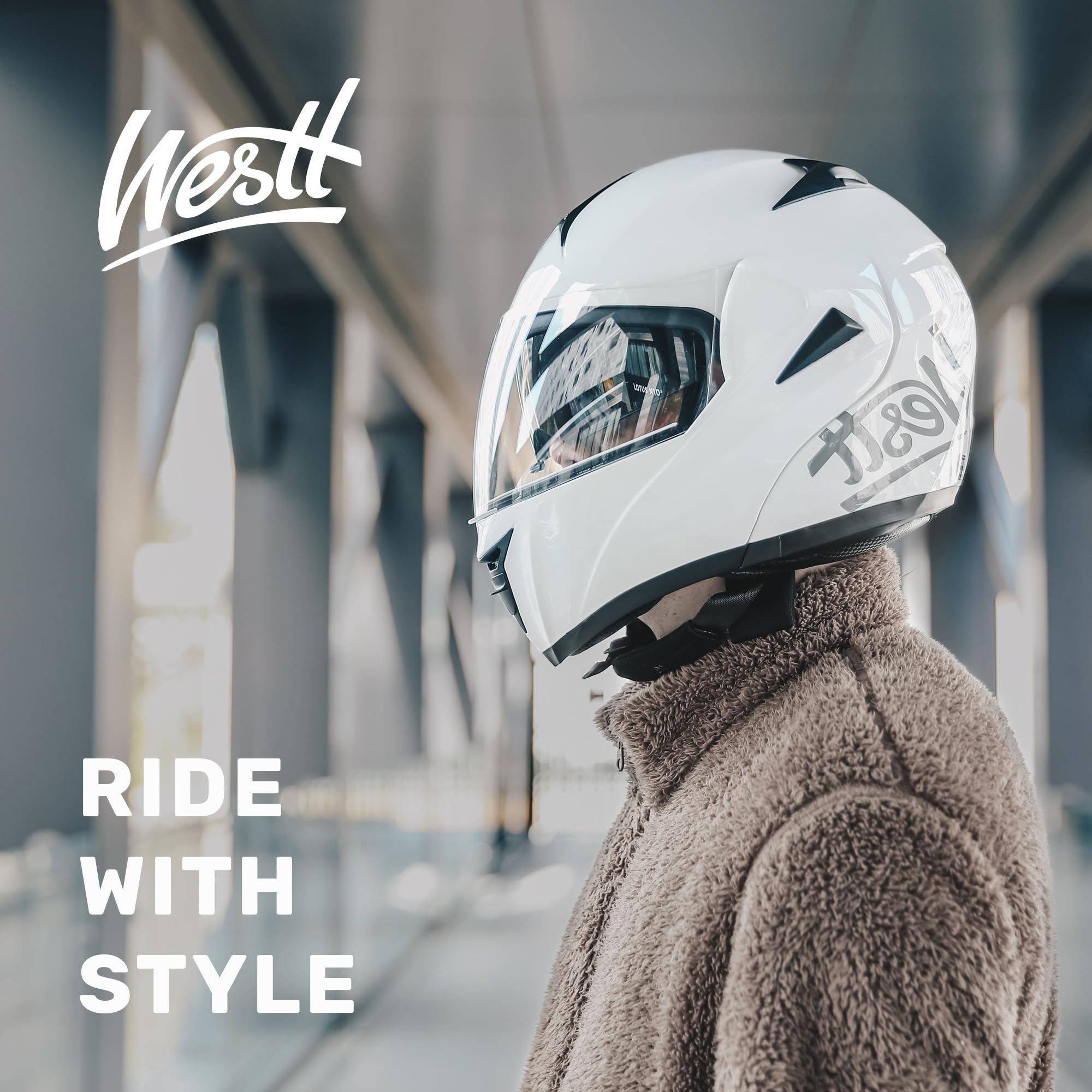 Westt Modular Motorcycle Helmet - DOT Approved Full Face Flip-Up for Men & Women - Riding & ATV