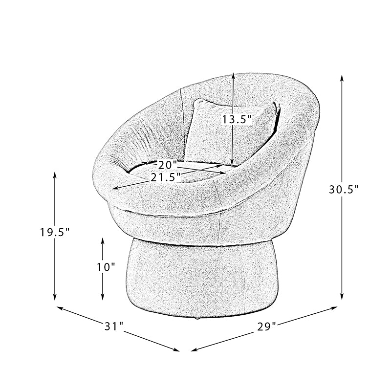 Modern Lamb Wool Swivel Barrel Chair - Cozy Accent Seat for Living Room, Office or Reading Nook - Soft Rotating Lounge Chair with Ergonomic Support