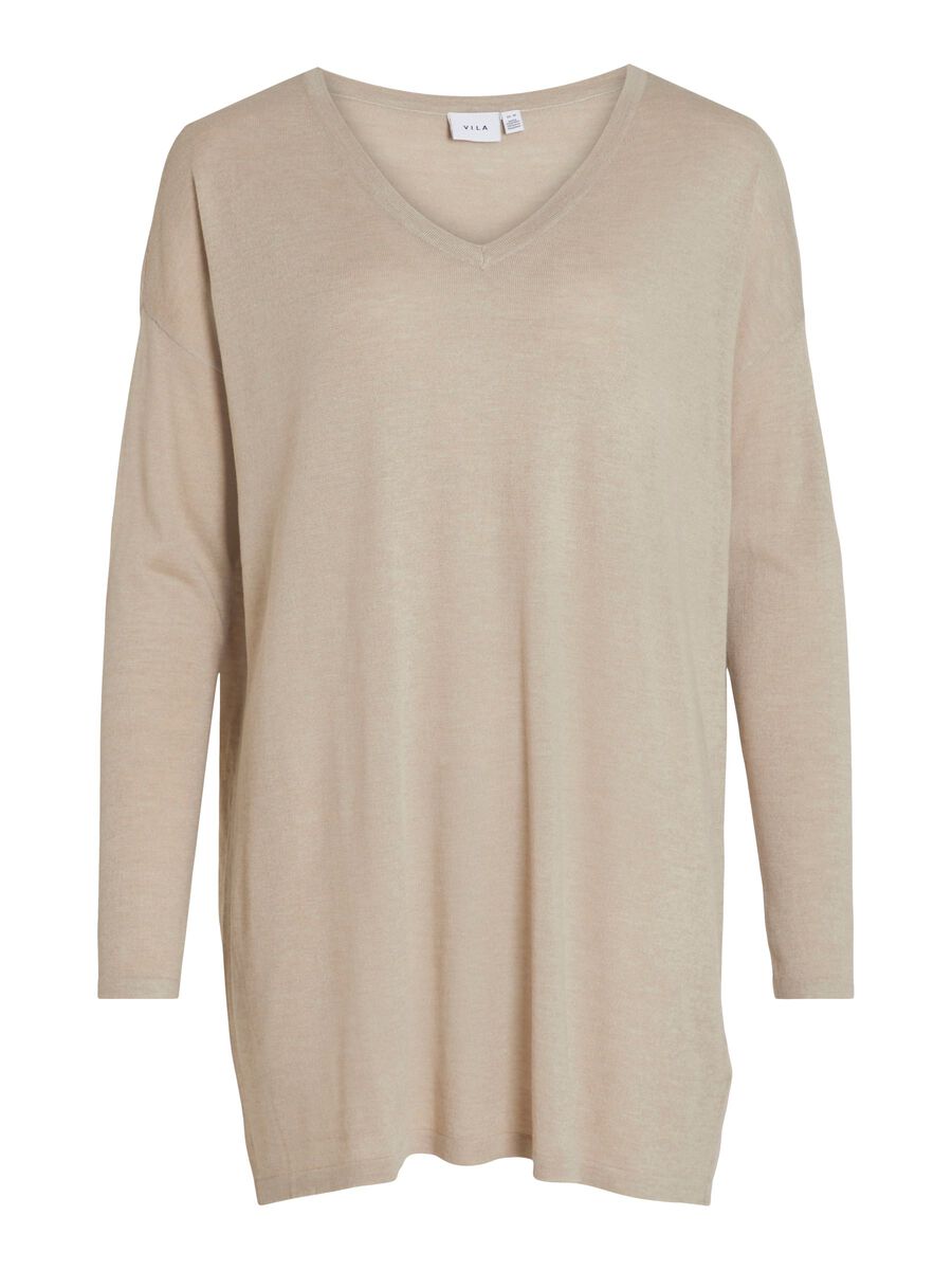 Bella V Neck Top for Women - Soft Natural Mélange Knit Shirt - Perfect for Casual Wear, Office Outfits & Date Nights