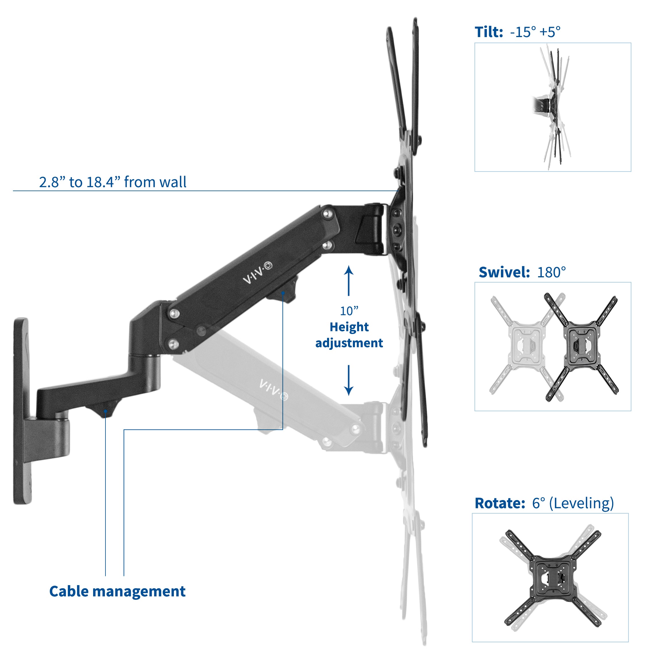 Heavy Duty Aluminum TV Wall Mount Bracket for 23 to 55 Inch Flat Screen LED LCD TVs - Perfect for Living Room, Bedroom & Home Theater Installation