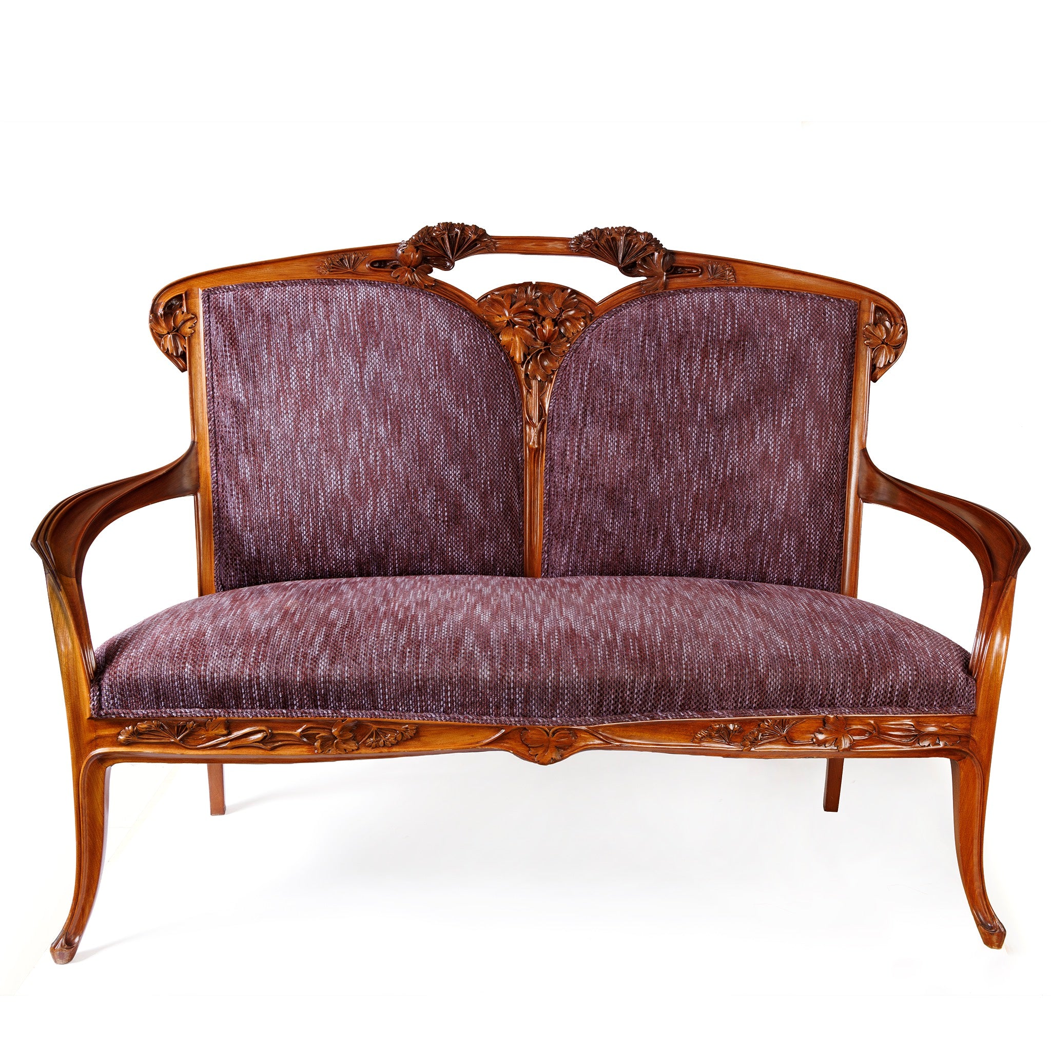 Louis Majorelle Ombellifères Settee and Side Chairs - Art Nouveau Living Room Furniture Set for Elegant Home Decor